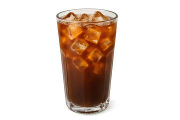Iced coffee drink in glass with ice cubes