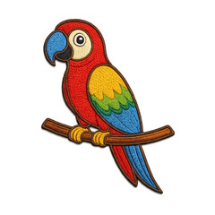 Parrot patch embroidery design with transparent background