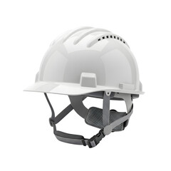 Fototapeta premium A white construction helmet designed for safety in construction environments, isolated on white or transparent background. PNG