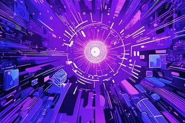 Ultraviolet futuristic sketch wallpaper. Backround design for big data