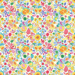 Colorful Floral Pattern with Abstract Shapes and Vibrant Hues. EPS Editable