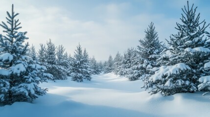Fototapeta premium Snowy winter forest path