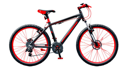 Red mountain bicycle isolated on transparent background