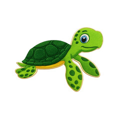 Sea turtle patch embroidery design with transparent background