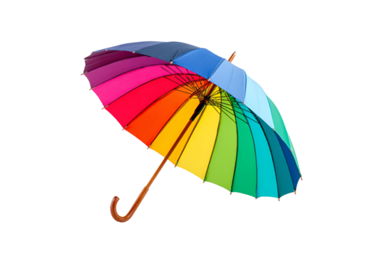 Colorful rainbow umbrella isolated on transparent background