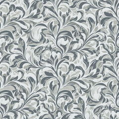 Elegant Floral Pattern in Gray and White Tones. EPS Editable