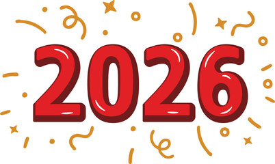 Hand drawn 2026,  happy new year