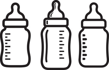 Three baby bottles silhouette