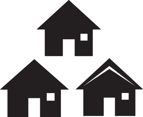 Fototapeta premium Three simple house icons silhouette