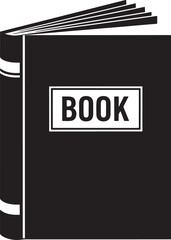 Open book silhouette with title