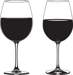 Two glasses of red wine silhouette