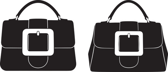 Two black handbags with buckles silhouette