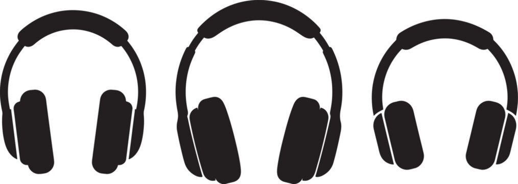Three headphones in silhouette - Powered by Adobe
