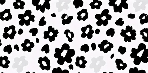 Fototapeta premium set of black and white abstract flowers prints