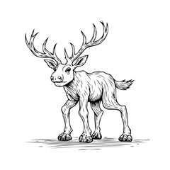 Whimsical depiction of a majestic stag, displaying the charm of nature and artistic skill in a