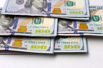 U.S. one hundred dollar banknotes.