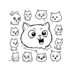 Whimsical gathering of cartoon critters, a charming ensemble of lovable characters in delightful