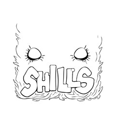 Whimsical hand-drawn shills typography with quirky eye illustrations creating a playful