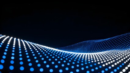 Abstract blue dot wave pattern on dark background