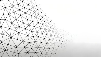 Abstract geometric network pattern with interconnected dots and lines forming a triangular mesh on a gradient background