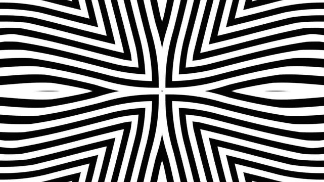 Abstract geometric pattern with symmetrical lines in black and white