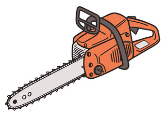 Fototapeta premium Orange Chainsaw Vector Illustration