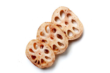 Fresh lotus root slices, crisp and nutritious.