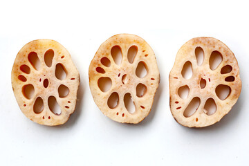 Fresh lotus root slices, crisp and nutritious.