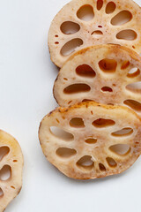Fresh lotus root slices, crisp and nutritious.