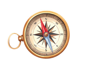 Vintage Golden Compass for Navigation and Travel Direction.