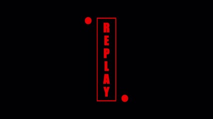Red replay text with dots on a black background for video games and sports, replay text for repeat the action. - Powered by Adobe