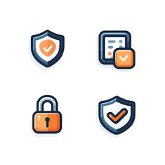 Minimalist Vector SVG Icon Set with Shield and Lock Security Symbols in Flat Design Style
