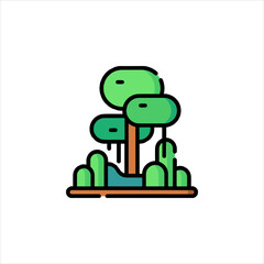 Stylized trees stand clustered together in a miniature landscape, evoking a sense of tranquility and natural beauty.