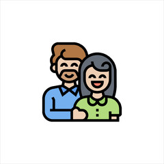 Happy couple embracing each other, smiling brightly in a loving pose, showcasing warmth and affection.