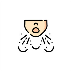 Person sneezing with droplets in air during cold and flu season, highlighting the spread of germs and need for hygiene.