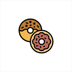 Two donuts with colorful toppings sit side by side on a white surface, showcasing sweet treats and simple food presentation.