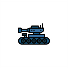 Blue tank moving across a white surface, showcasing modern military technology and defense capabilities with a minimalist approach.