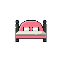 Pink bed with white pillows sits in a minimalist room, creating a cozy and inviting atmosphere for relaxation and sleep.