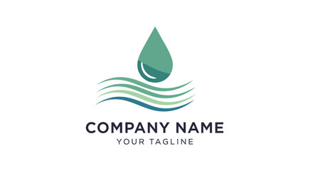 Water Drop Logo Design with Flowing Waves.