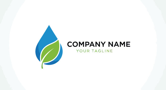 Water Drop and Green Leaf Logo Design for Eco-Friendly Company.