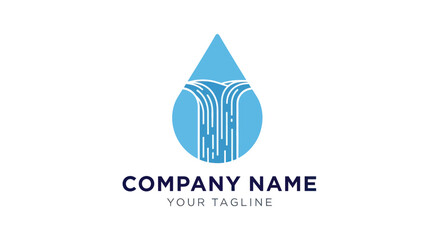 Abstract Water Drop Logo Design with Flowing Lines.