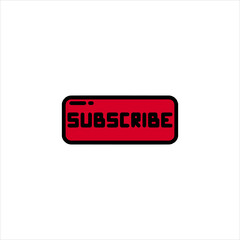 Red subscribe button inviting viewers to join channel on white surface, representing modern online community and content creation.