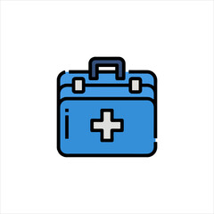 Blue first aid kit with white cross sits ready for use in case of emergency, providing essential medical supplies and assistance in a crisis situation.