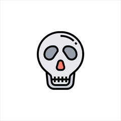 Cartoon skull with black outline stares ominously against a white backdrop, representing death and danger in a simple, stylized manner.
