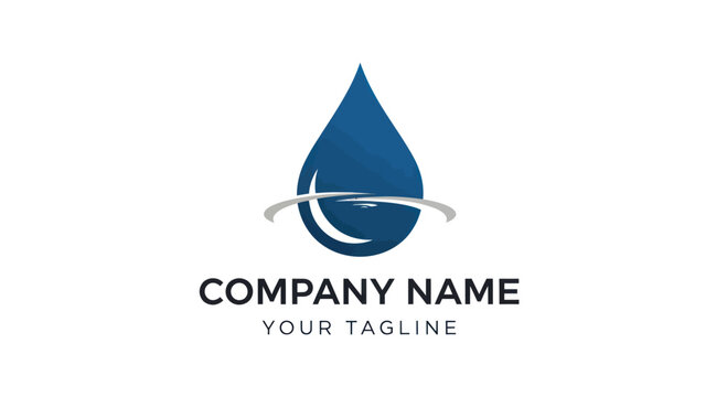 Elegant Water Drop Logo Design with Circular Element for Company Branding.