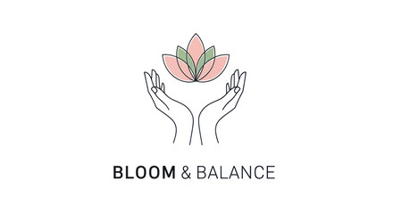 Elegant logo featuring hands gently cradling a blooming lotus flower, symbolizing growth and harmony.