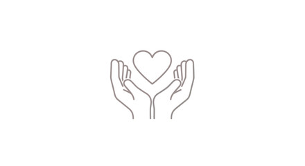 Hands cupping a heart, symbolizing care, love, and protection.