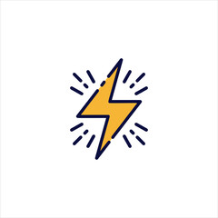 Yellow lightning bolt emitting energy on white backdrop symbolizes power and innovation with a modern, clean aesthetic.