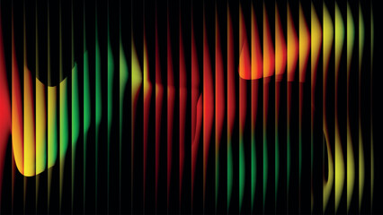 Abstract vertical lines in vibrant shades of red green and yellow