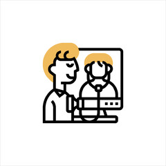 Doctor consults with patient via video call, providing remote healthcare and support during telehealth appointment, fostering connection and care.